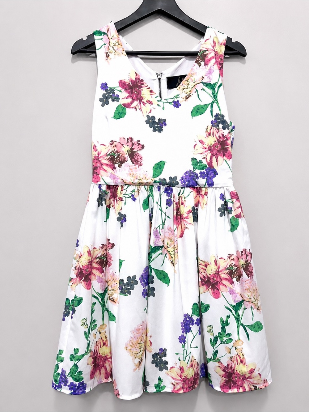Jack by BB Dakota Floral Fit & Flare Mini Dress Ivory Sleeveless Size 2 x Small